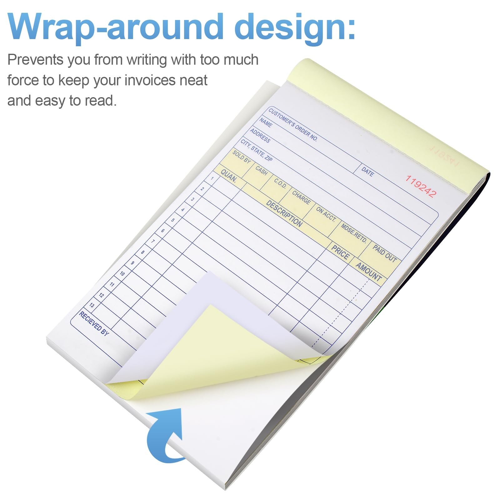 4 Pack Sales Order Book, 4.17inx7.2in Receipt Book with Carbon Copies, 2Part …