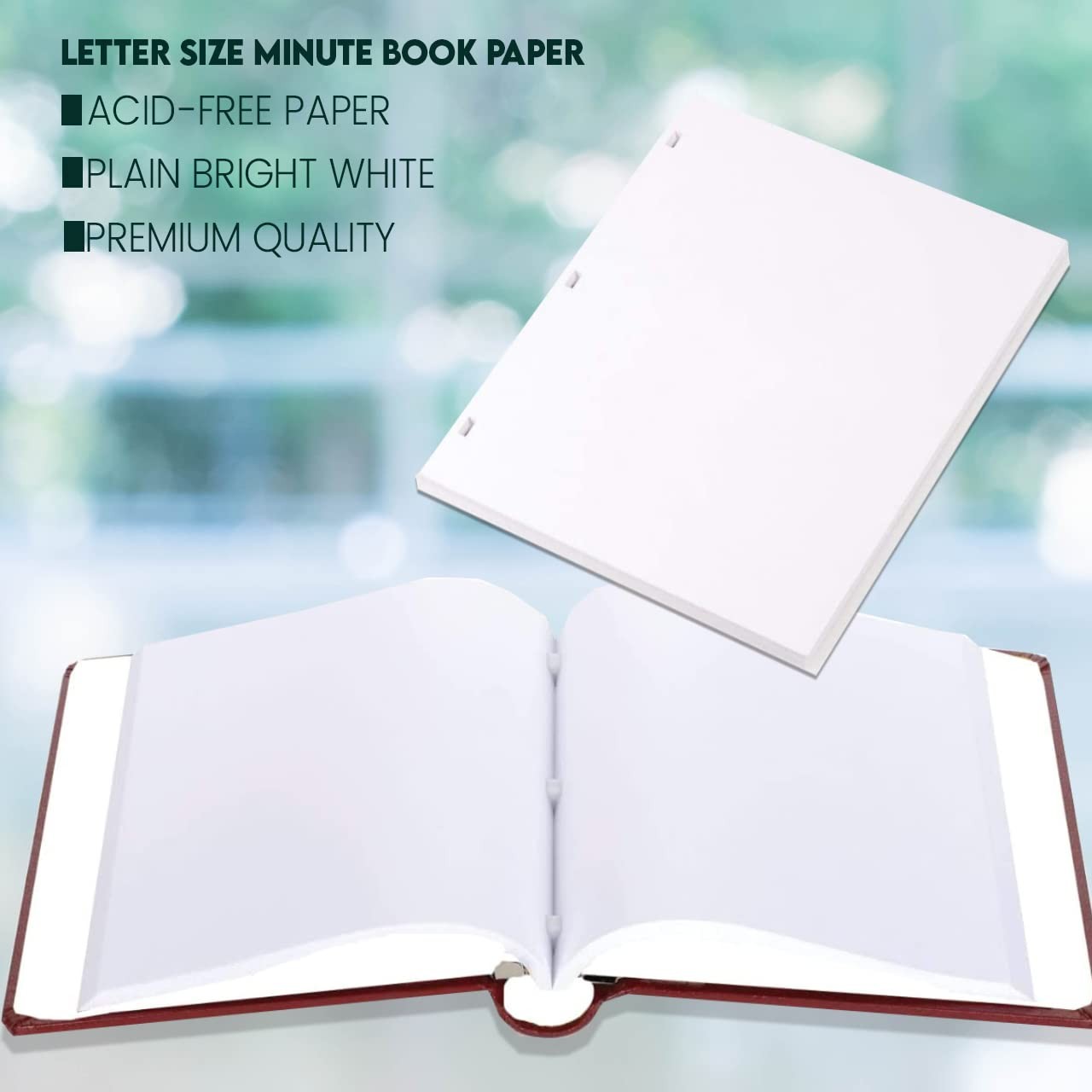 11 X 8.5 Inch Letter Size Minute Book Paper, 3 Hole Punched White Loose Leaf …