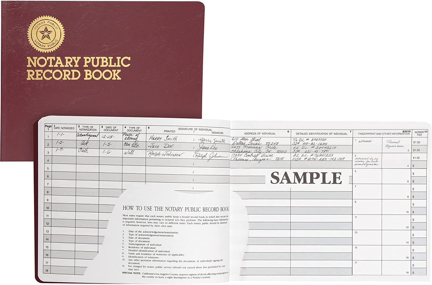 Dome Notary Public Record Book, 522 entries