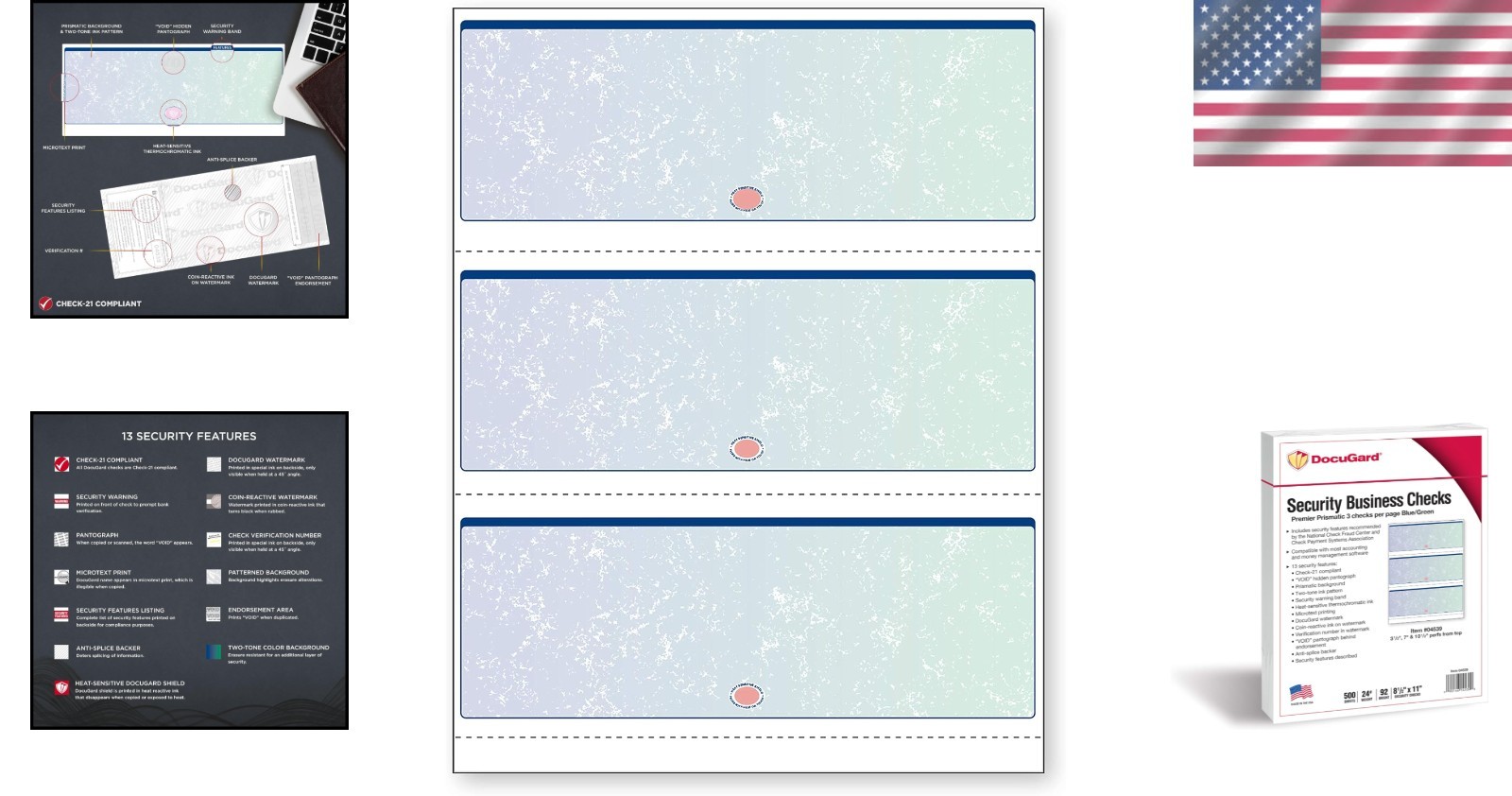 High-Security 8.5 x 11 Prismatic Check Paper – 3 Perforated Checks, 500 Count