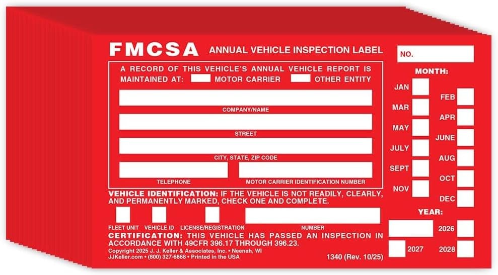 J. J. Keller 20-Pack, Aluminum Annual Vehicle Inspection Label with Punch Box…