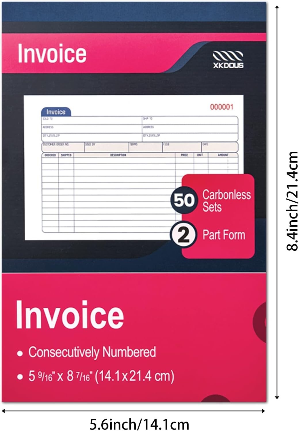 10-Pack 2-Part Carbonless Invoice Receipt Books – Perfect for Small Businesses