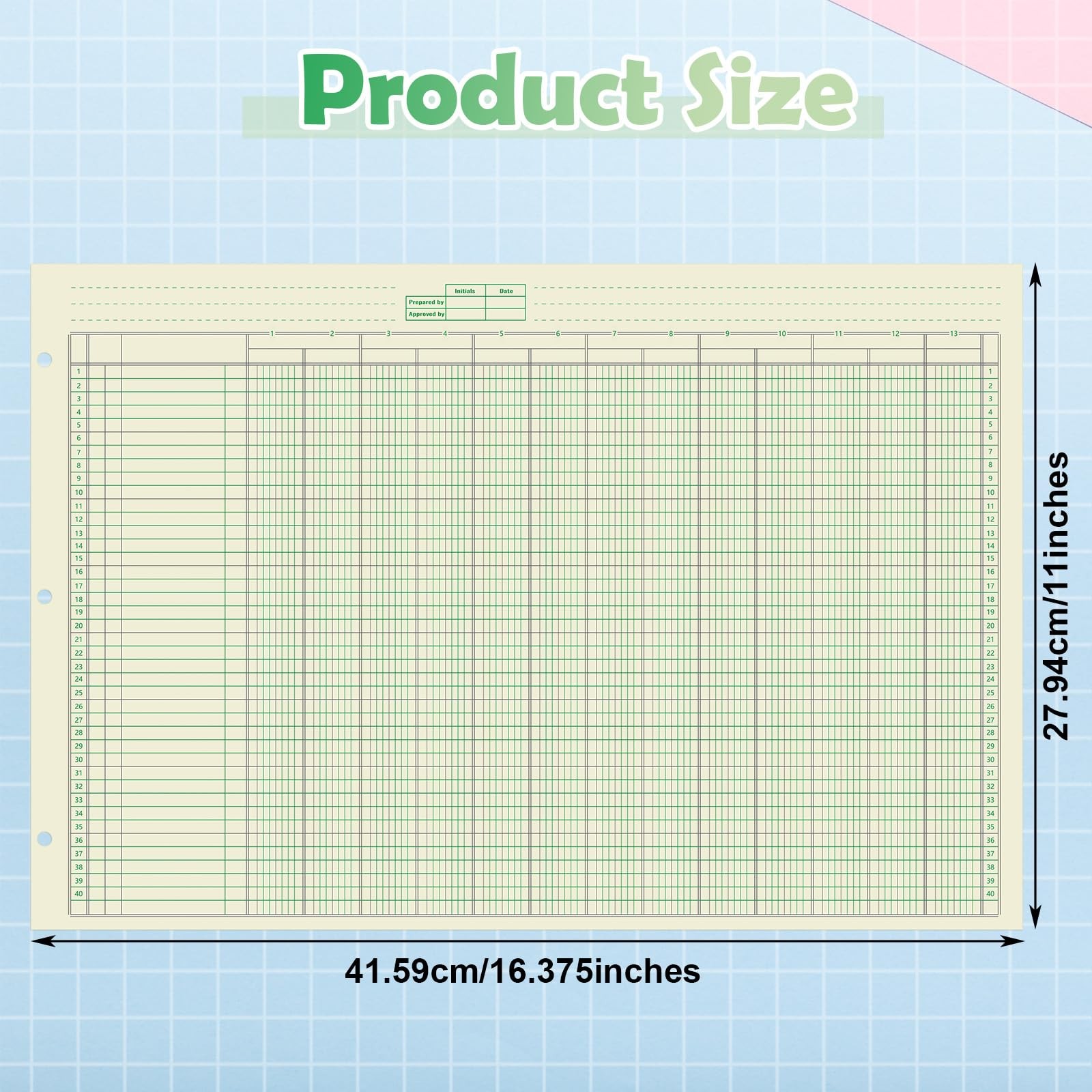 Fulmoon 5 Pack 250 Sheets Ledger Paper Accounting Columnar 16.375 x 11 Inch