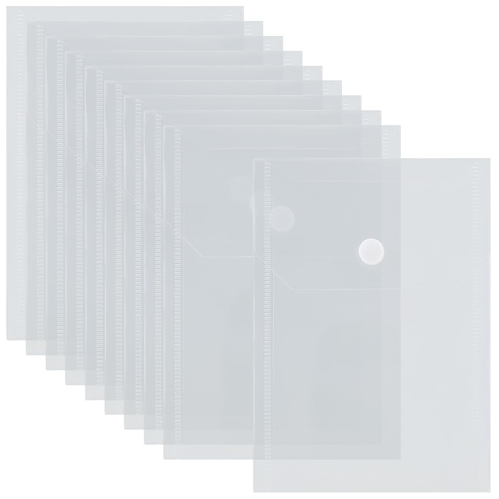 BEAMARKER 10Pcs Clear Plastic Envelopes with Snap 4x6inch(10x15cm),