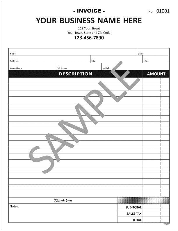 500 Custom 2 Part Forms /Invoice/Sales Receipt/ 8.5 x 11 / TMG039