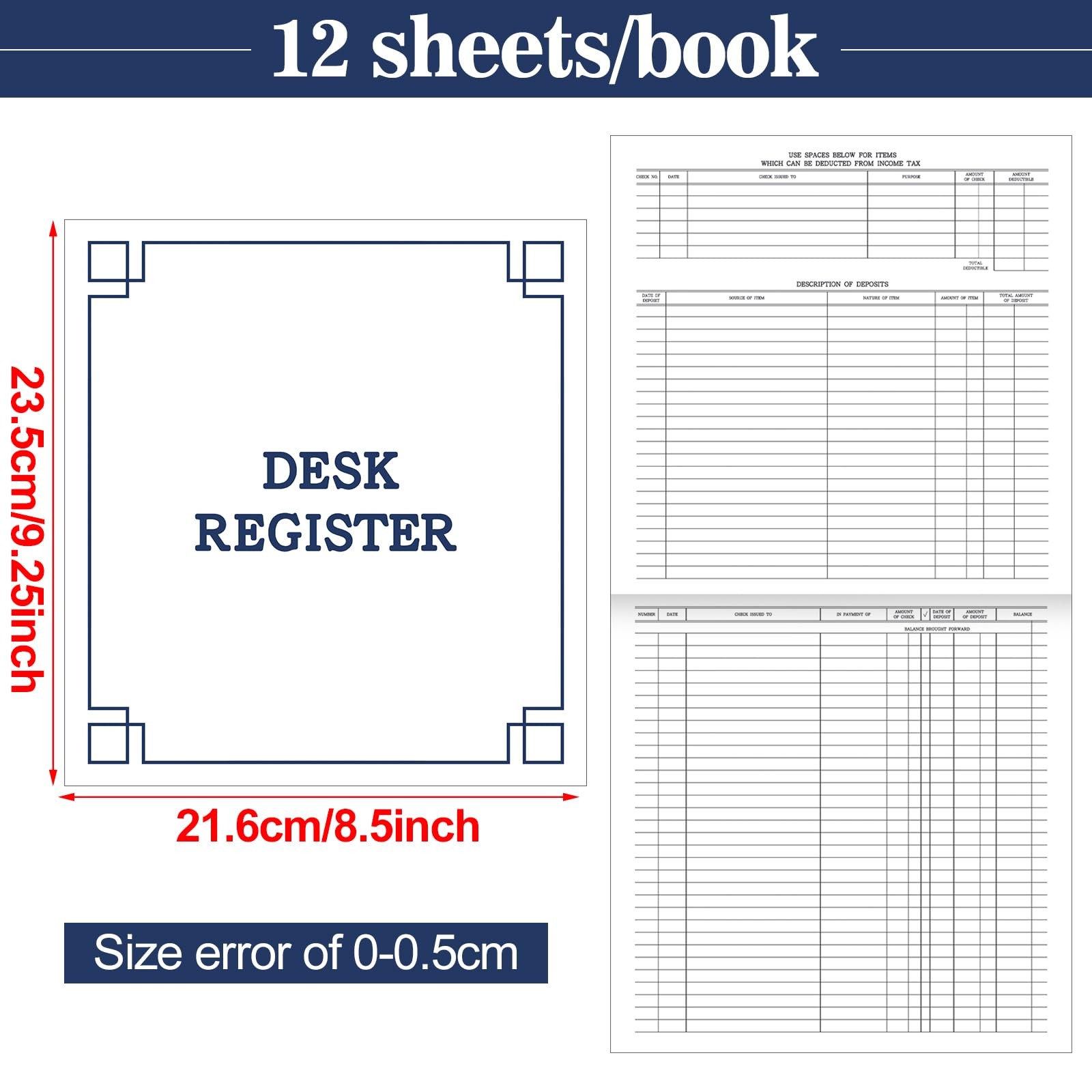 10 Pcs Check Desk Registers Checkbook Register for Business Checkbooks Transa…