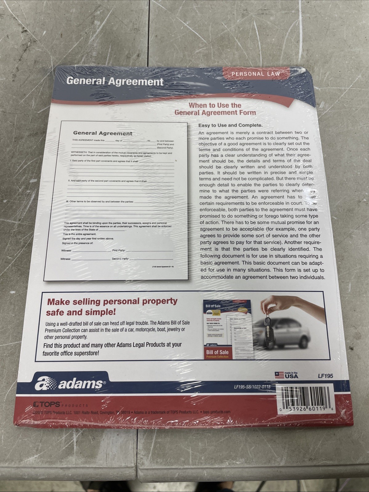 Adams General Agreement, Forms and Instructions (LF195) Case Of 48 Packages
