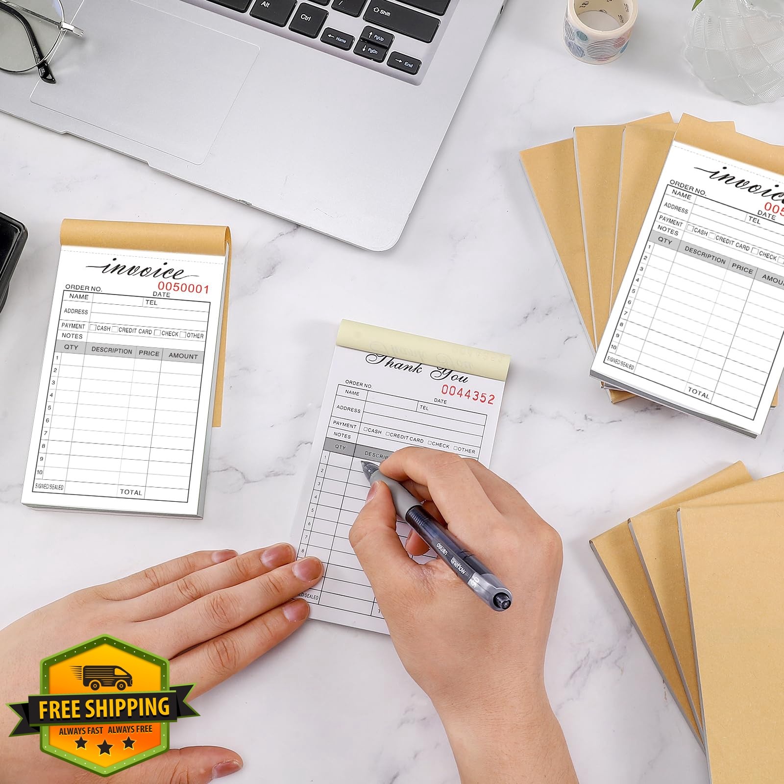Homvle 6 Pack Invoice Receipt Book 3.4×5.5″