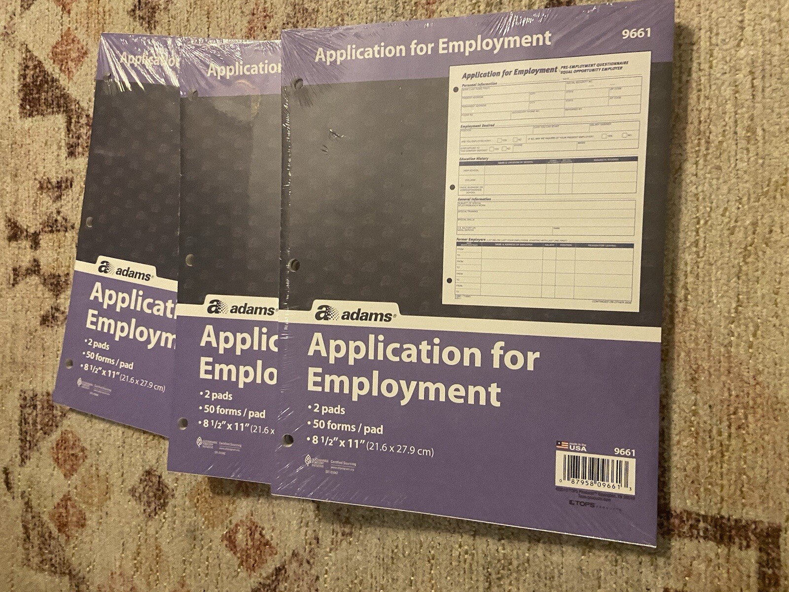 Adams Employment Applications 50/Pad 2 Pads/Pack (ABF 9661) 195990 (3pk)