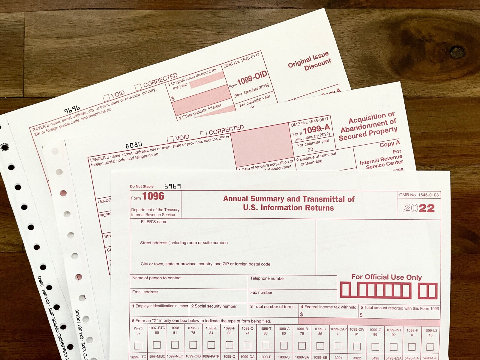 1099A ✪2022✪ IRS 3 Form Acquisition Package; 1099-A, 1099 OID, 1096