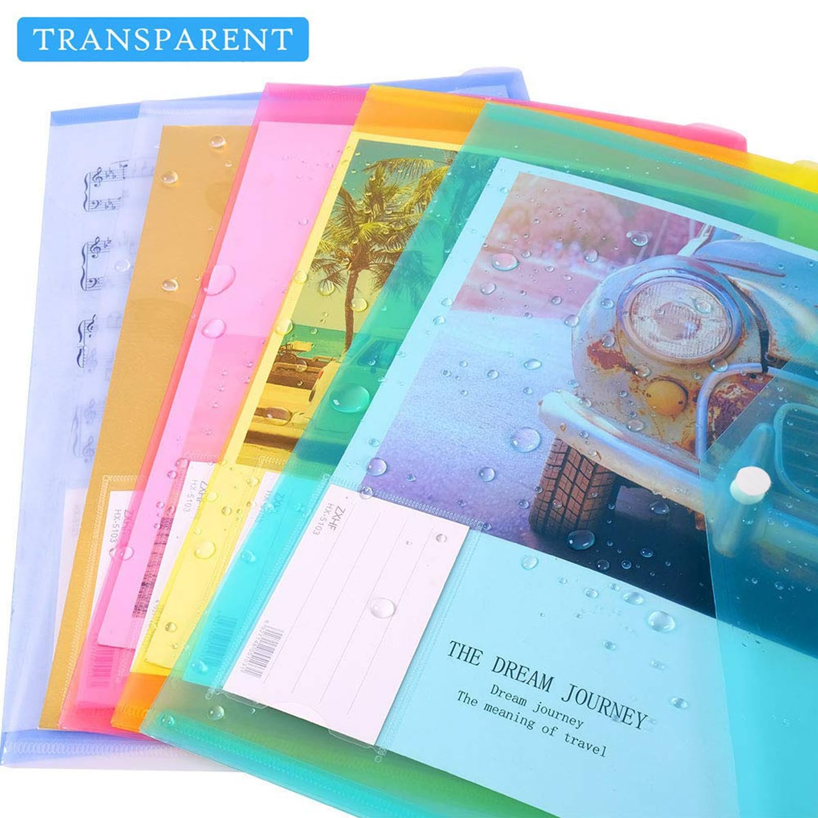 10 Pack Plastic File Folders with Label Pockets – Letter A4, Assorted Colors