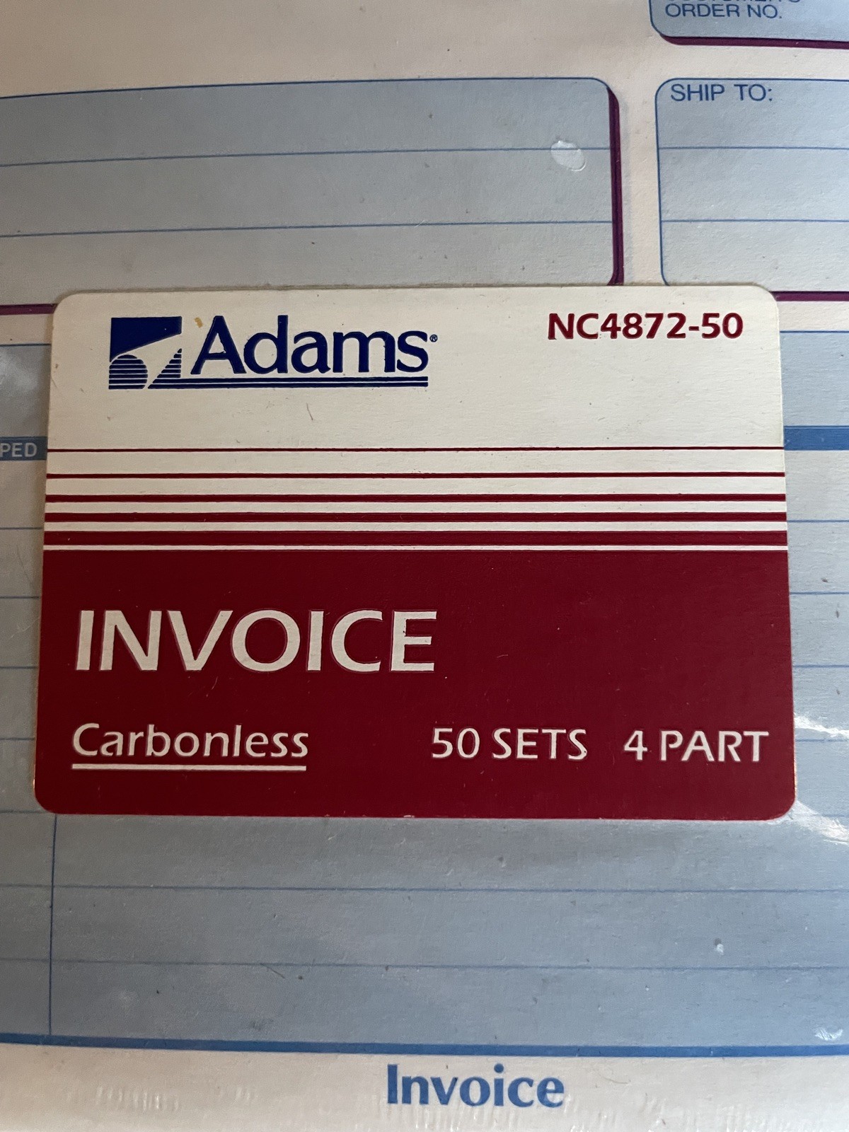 Vintage Adams Invoice Pad Carbonless 4 Part Office Supplies 50 Sets x-274
