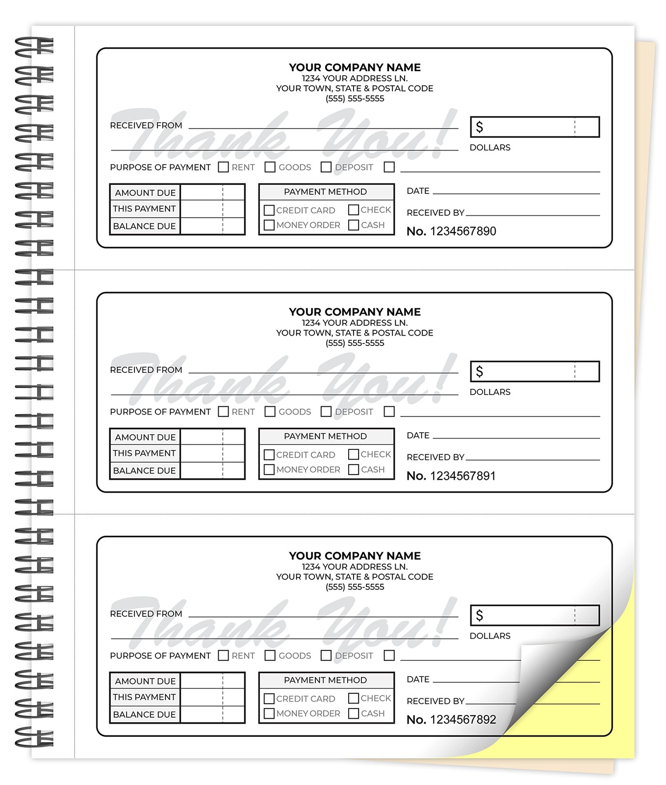 Custom 8.5″ x 7″ (3 Per Page) Carbonless NCR Books in 2-Part Duplicate Invoic…