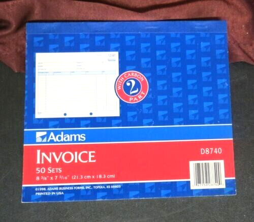 (NEW) Adams 2 Part w/Carbon INVOICE Forms 8 3/8″ x 7 3/16″ #D8740 FREE Ship