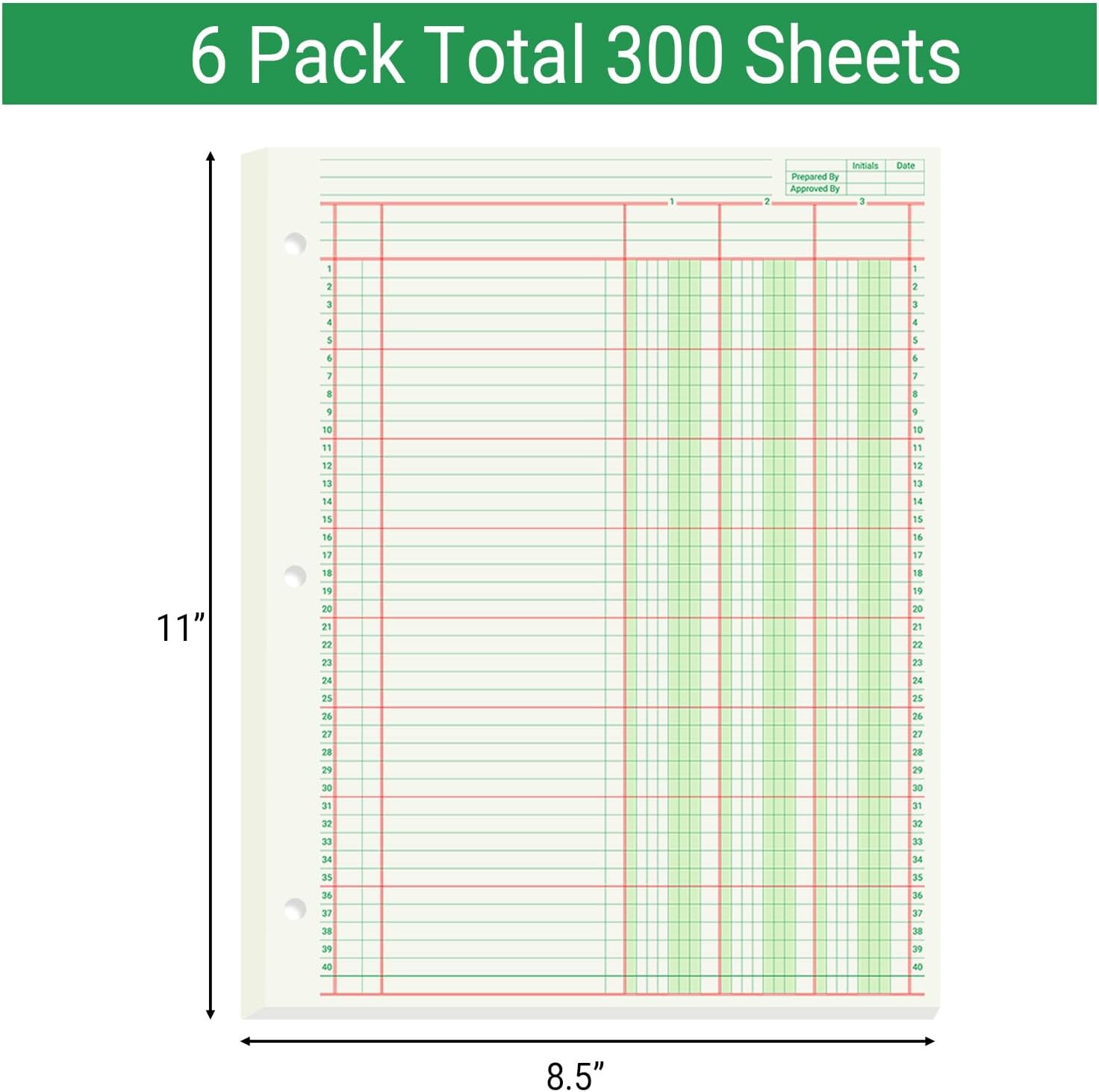 300 Sheets Accounting Ledger Paper with 3 Ring Binder and Monthly Tabs 3 Col…