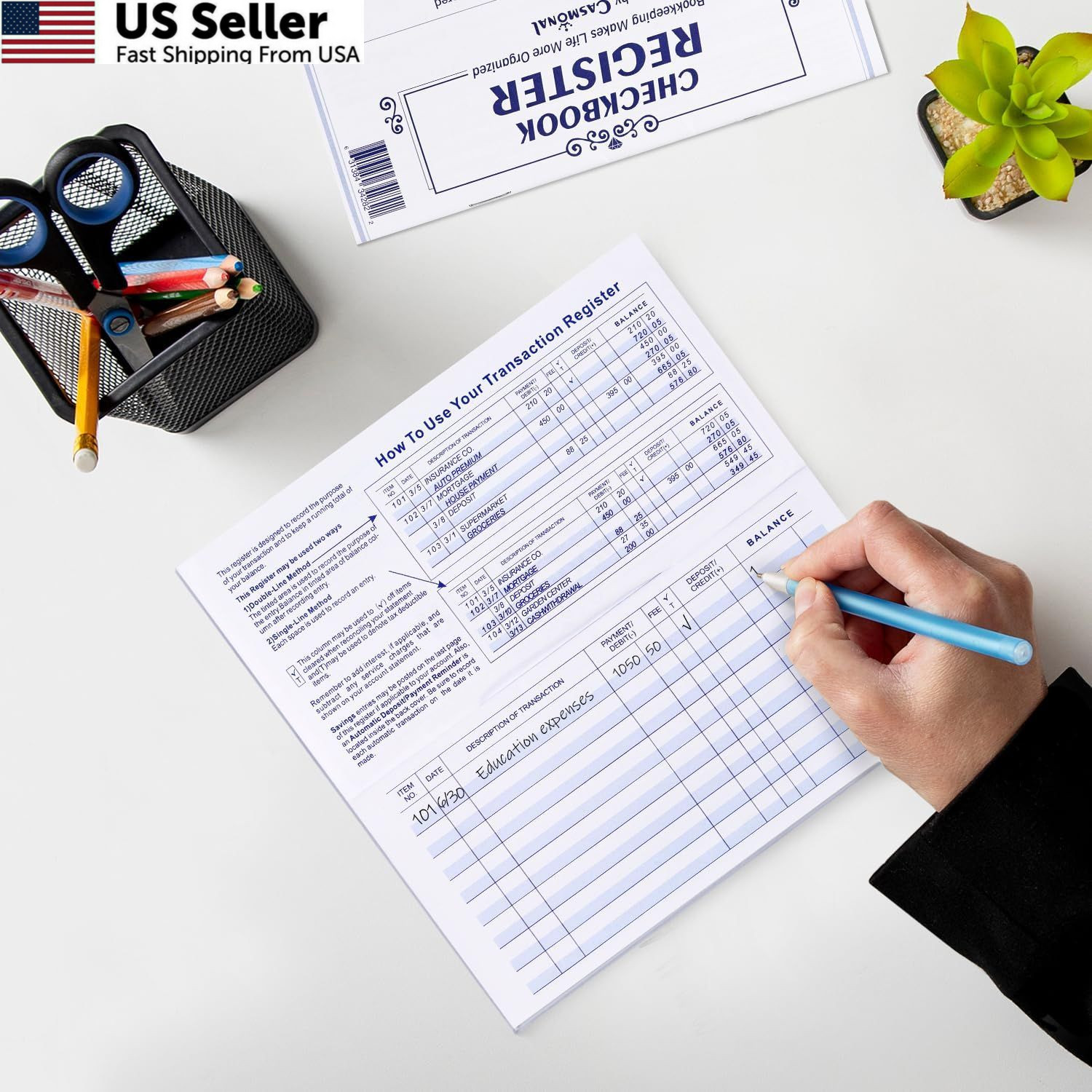 20 Pack Checkbook Register, Check Registers for Personal, Blank Ledger 20PCS