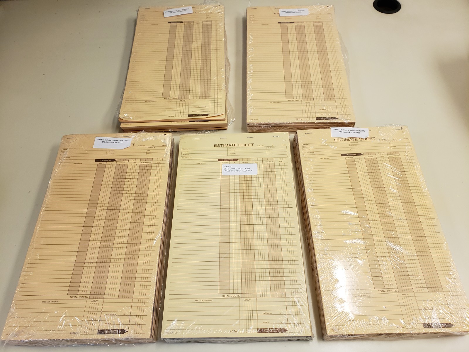 1249 x Estimate Sheets 1186844 pad 237 – 8 1/2″ x 14″