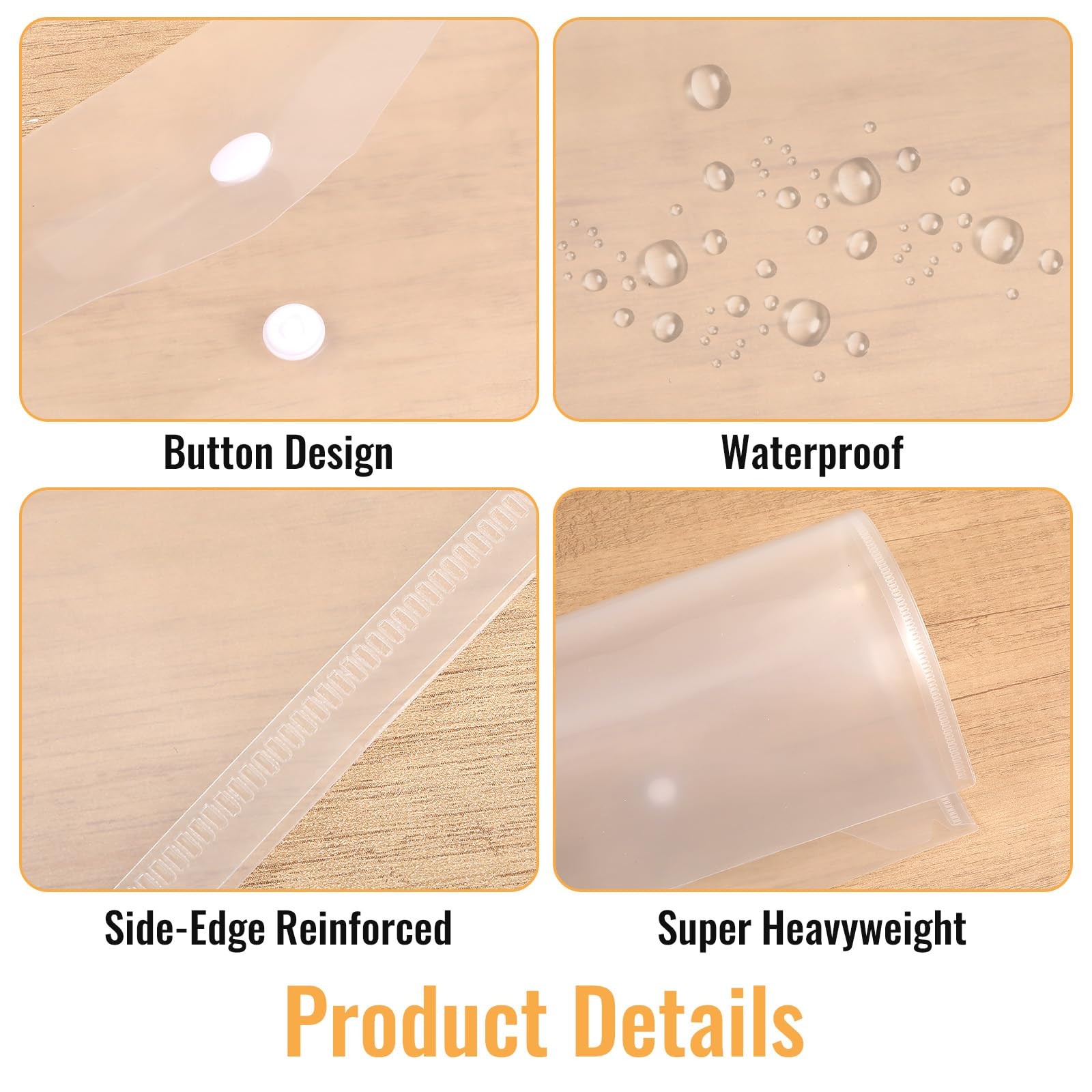 30 Pcs 9″x12″ Clear Plastic Envelopes with Snap Closure, Heavy-Duty