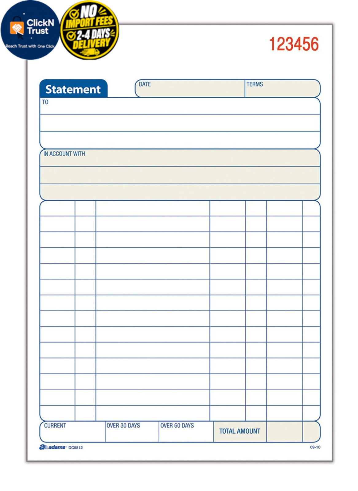 Tops Adams Statement Book, 2-Part Carbonless, 50 Sets, White/Canary