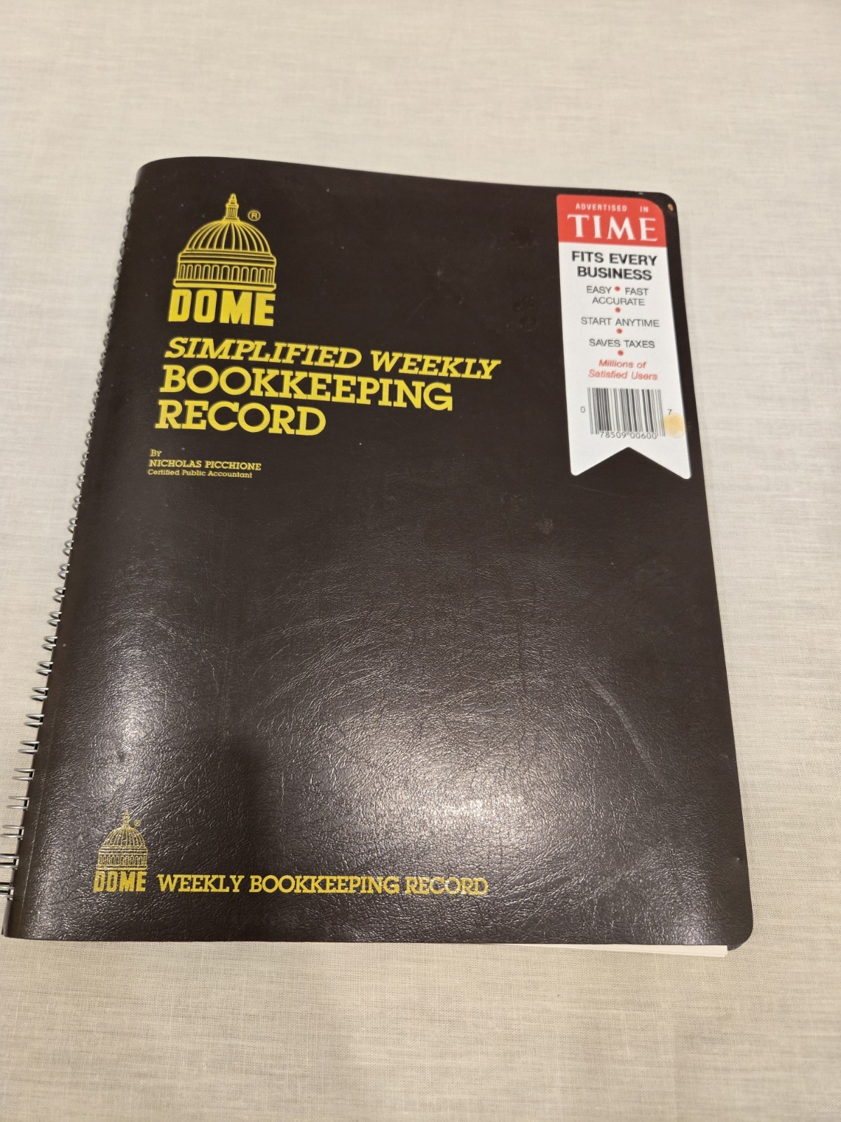 Dome Simplified Weekly Bookkeeping Record Spiral Bound, Brown Cover New