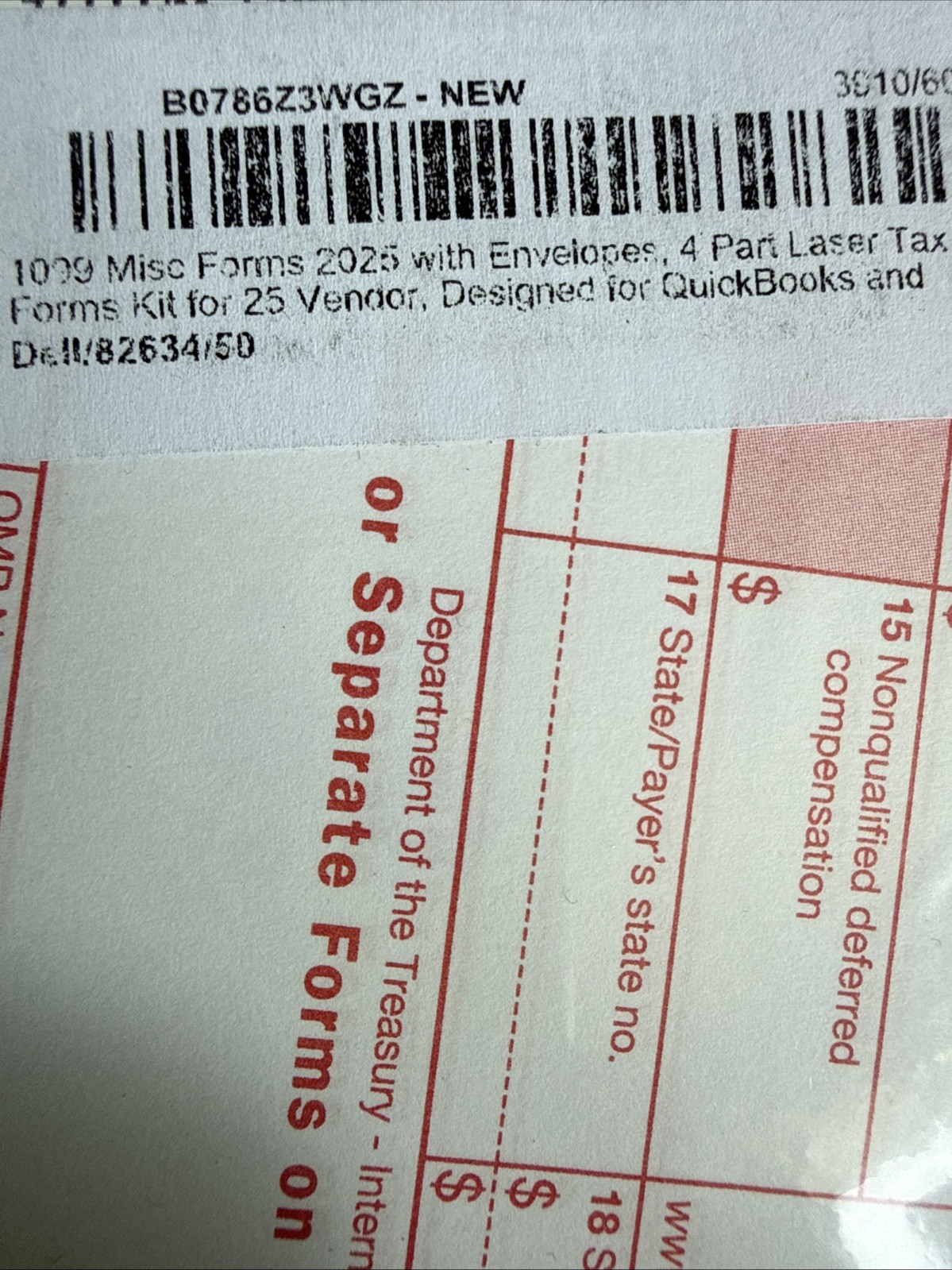 1099 Tax Form Misc 2025 With Envelopes 4 Part Laser Tax Forms Kit