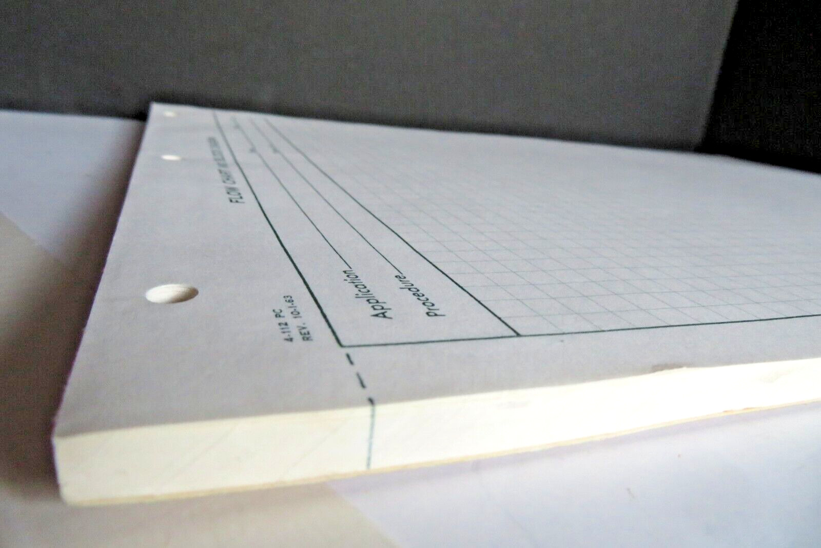 1963 VINTAGE Flow Chart & Block *VIDEO* Diagram Graph Paper Pad of 75 #4-112 PC