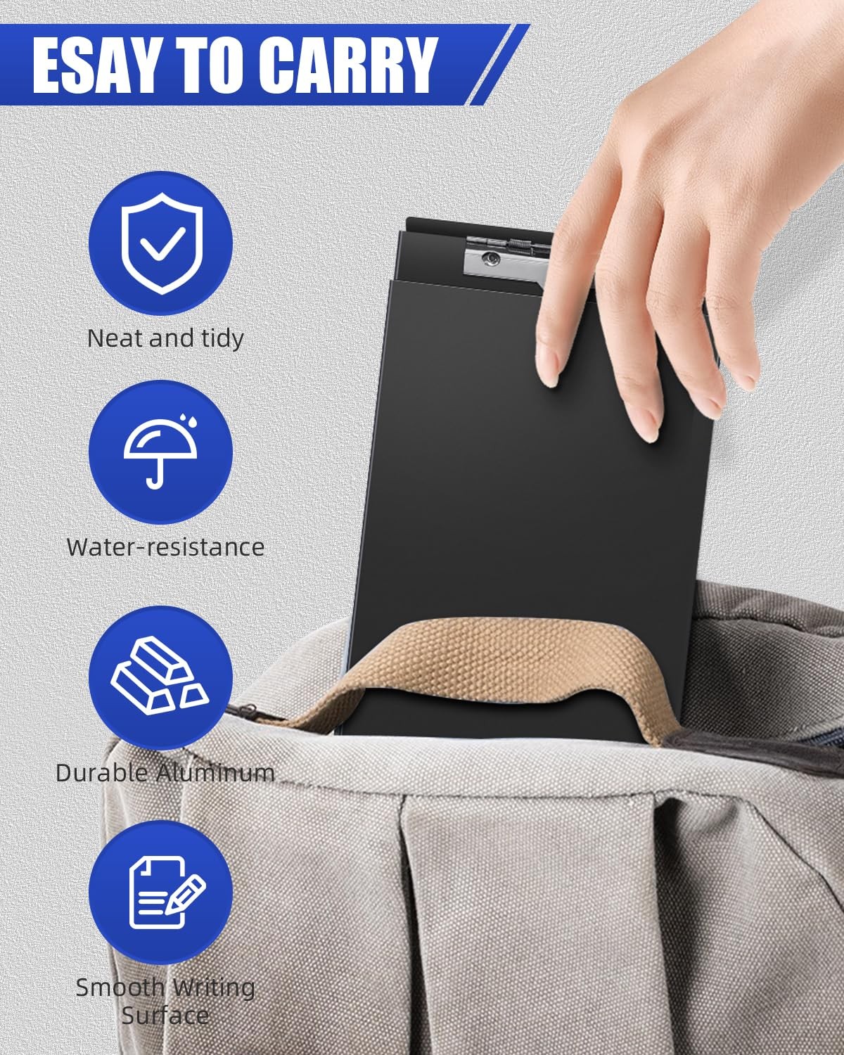 A5 Metal Clipboard with Storage Memo Size (1 Pack), Frosted Black (Memo Size)