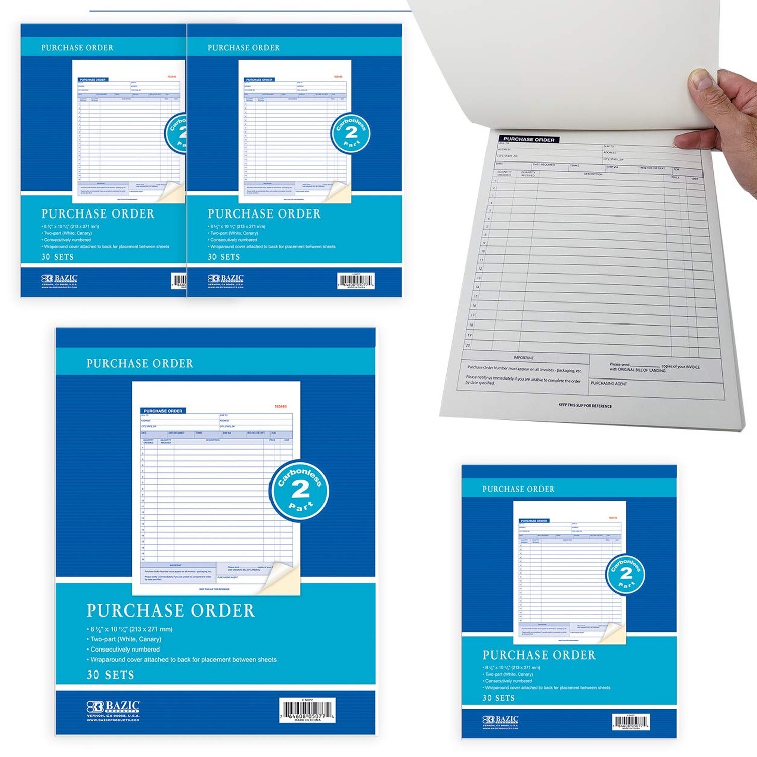 2-Part Carbonless Purchase Sales Order Book (4 Pack) Letter Size Almost 8.5 x…