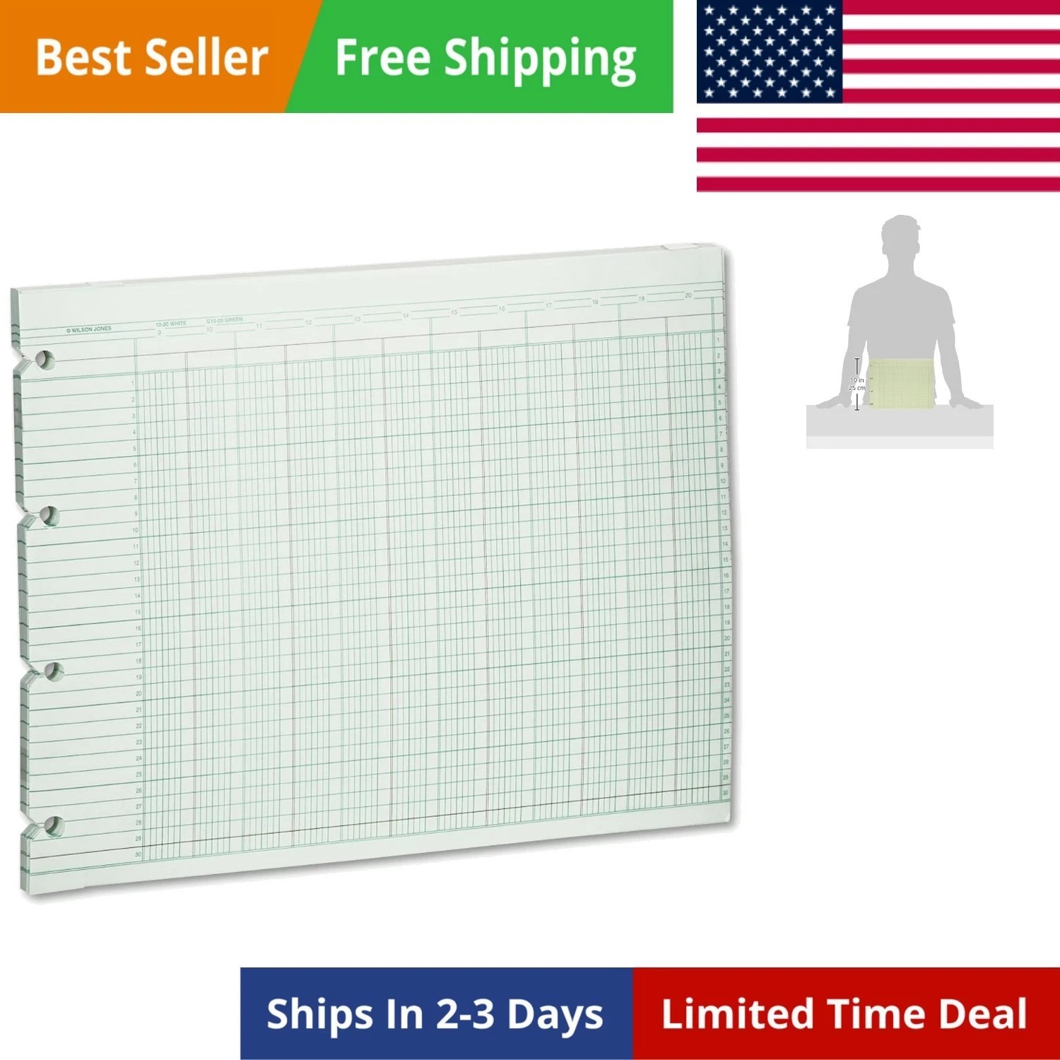 G1020 Accounting Sheets, 20 Column, 9-1/4 x 11-7/8, Green Pack of 100 Loose S…