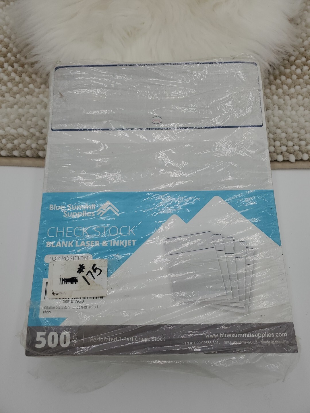 Premium Blank Security Laser Check 500 Blue/Maroon