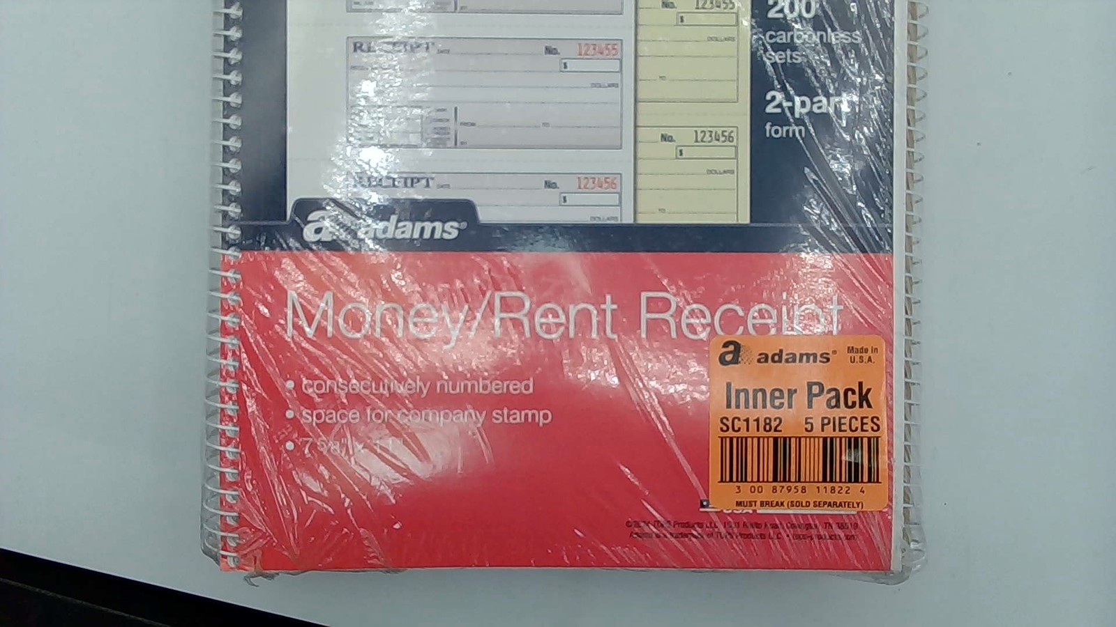 3 Adams Money/Rent Receipt Book, 2-Part Carbonless, 7-5/8″ X 11″, Spiral Bound