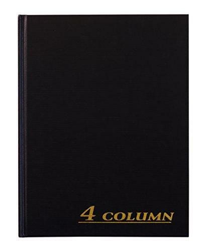 Adams Account Book, 4-Column, Black Cloth Cover, 9.25 x 7 Inches, 80 Pages Per