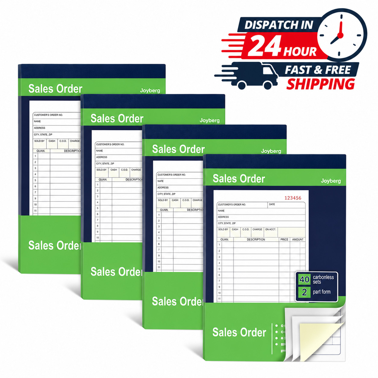 4 Pack Receipt Book, 4.17inx7.2in Receipt Book with Carbon Copies, 2-Part …