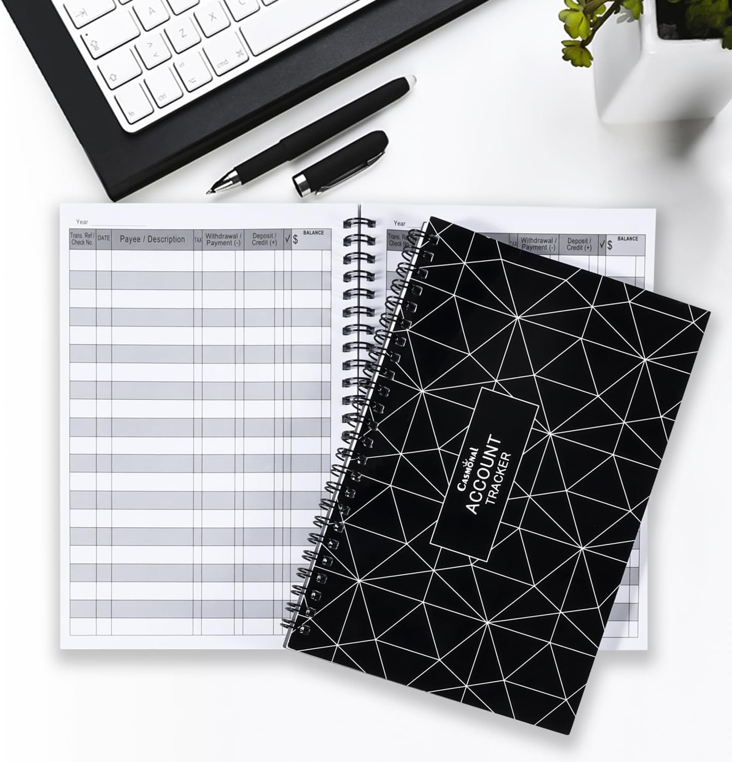 CASMONAL A5 Big Checkbook Register, Check Registers for Personal, Ledge Book & D