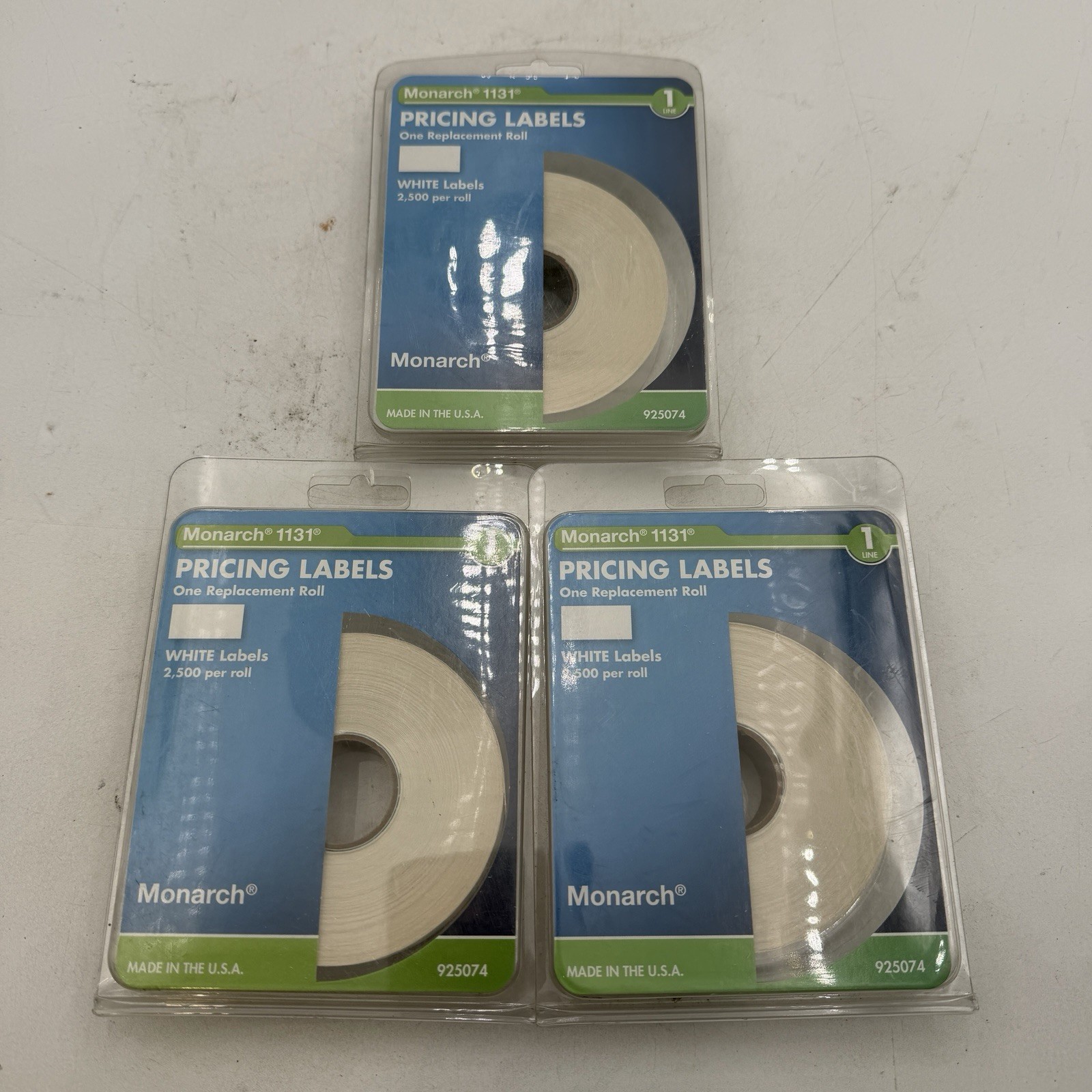3 pack Monarch 1131 Pricing Labels 925074 1 Line White 2500 Roll
