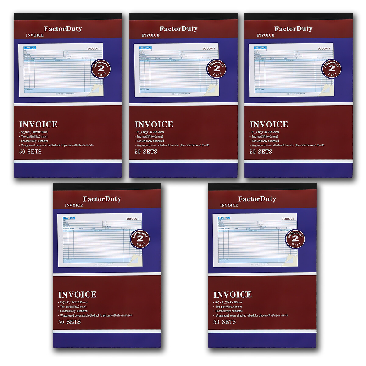 10 Pack Sales Order Book Receipt Invoice Duplicate Carbonless Horizontal Size