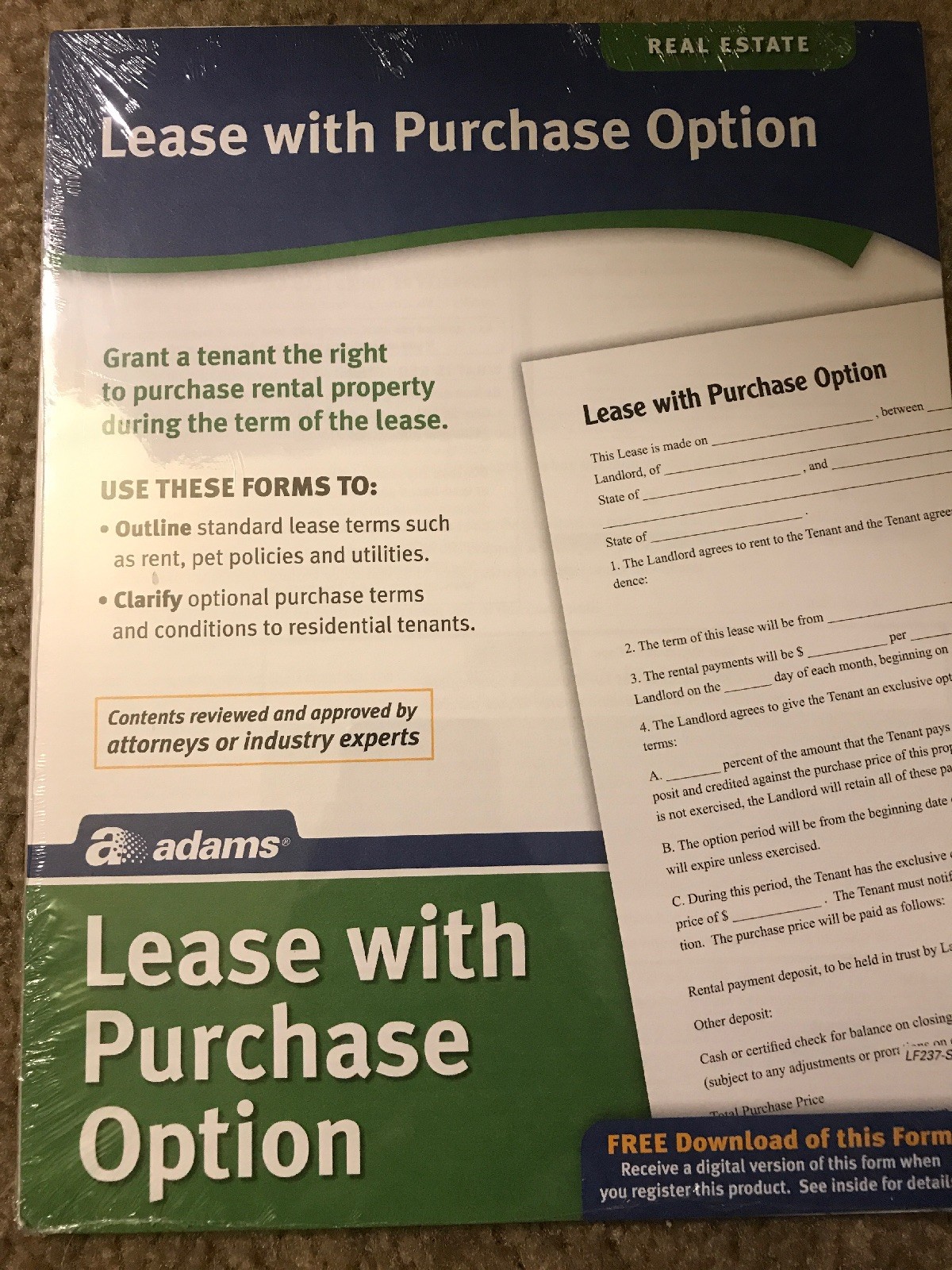 Adams, Real Estate, Lease With Purchase Option LF237