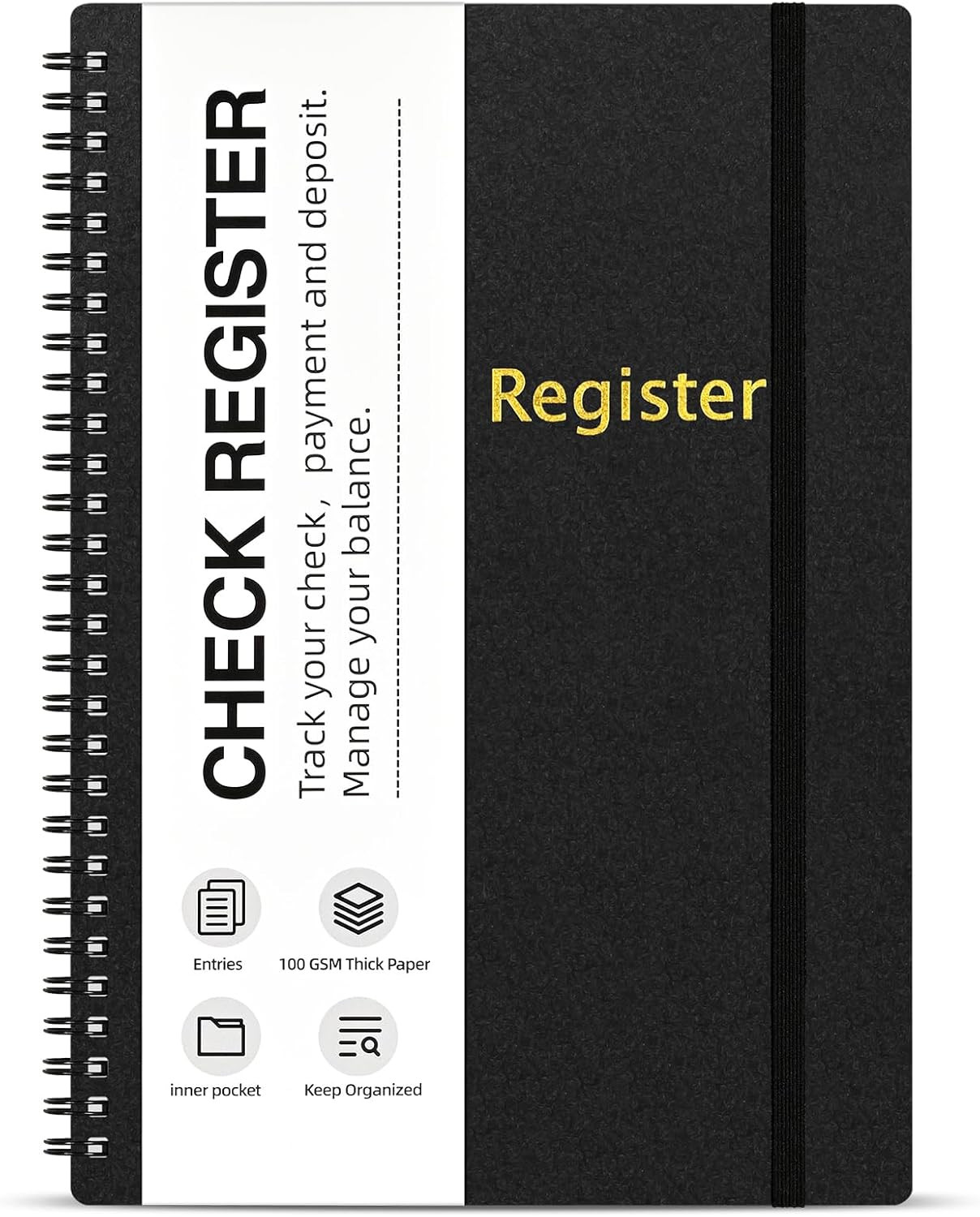 Check Registers for Personal Checkbook, Spiral Large Check Register Book, Budget