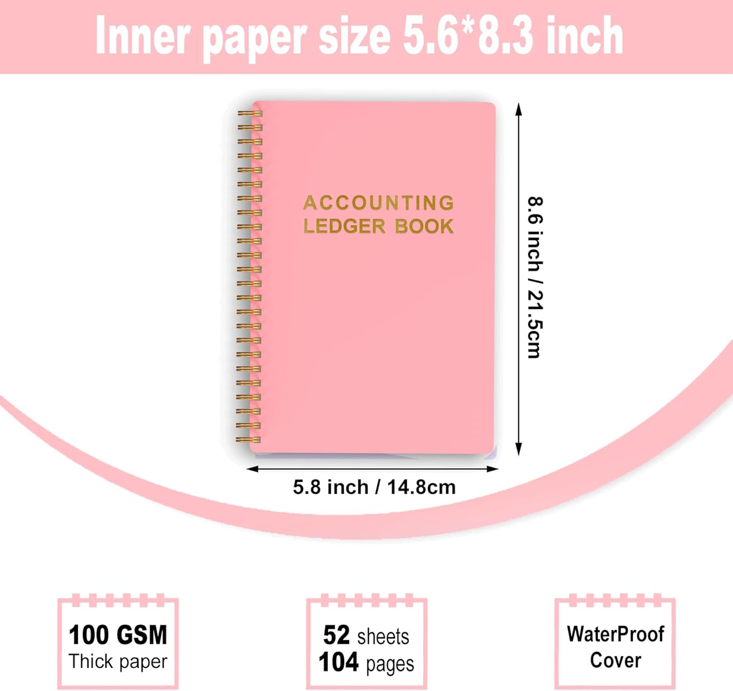 2 Pack Accounting Ledger Book – A5 Check Register for Small Businesses & Persona