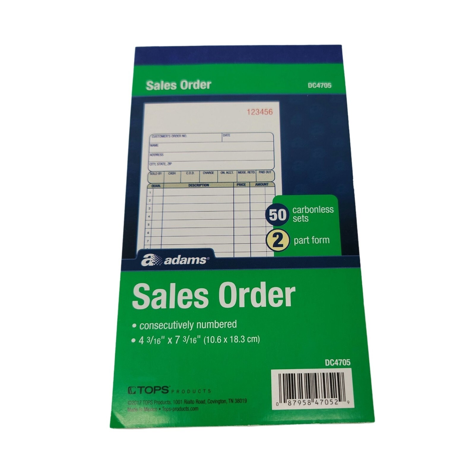 LOT OF 3 Adams Tops Sales Order Book 2 Part Carbonless DC4705 4 3/16″ x 7 3/16″