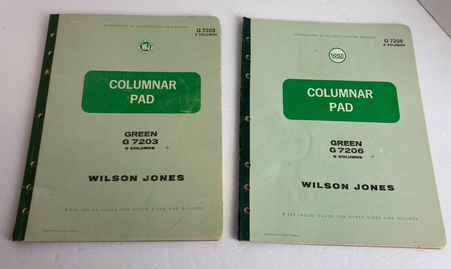 Columnar Ledger Pads 1967 Wilson Jones G7203 G7206 3 & 6 Column Vintage