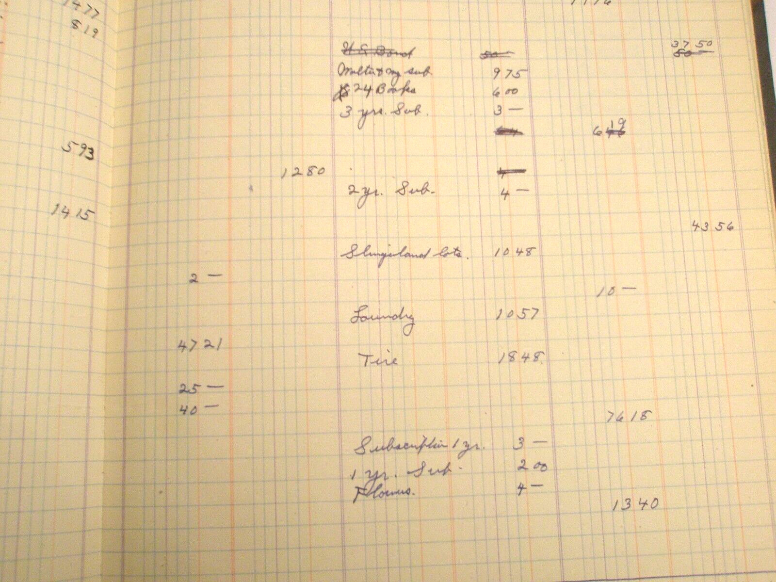 1947 S. E. & M. Vernon Ledger Record Book No. 53…10 Pages Filled In