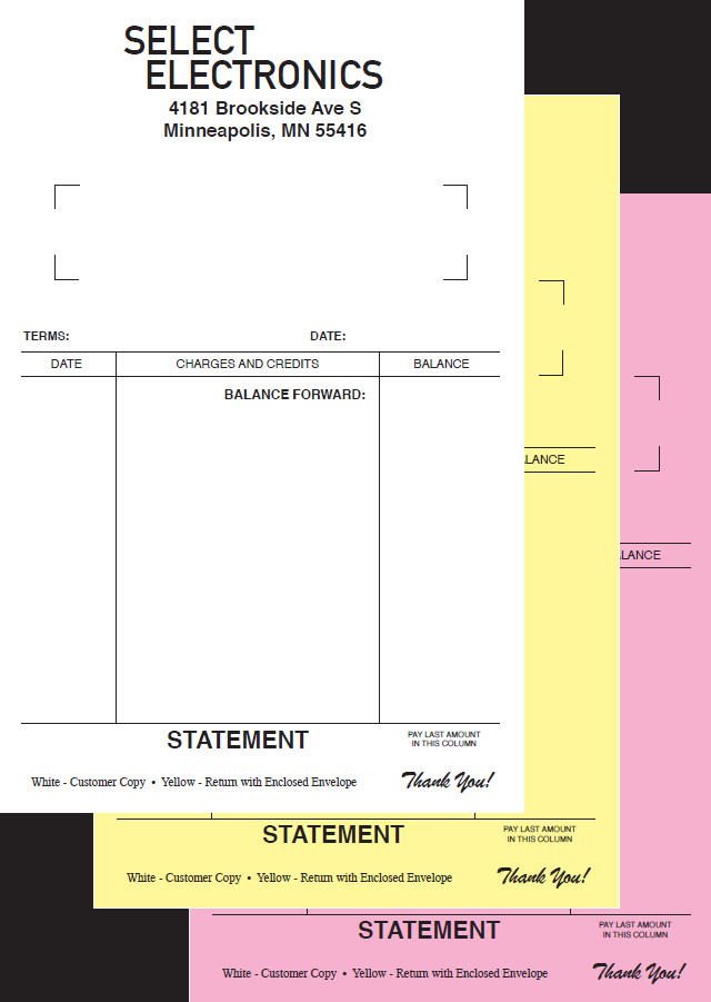 Printed NCR Forms, 3-Part Carbonless 8.5″ x 5.5″ Custom Business Sets, black ink