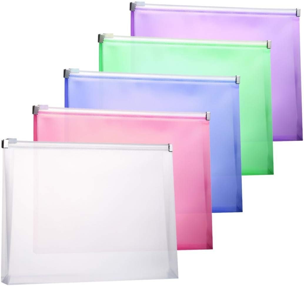 Plastic Envelopes, TIENO 5PCS Legal Size Poly Zip Envelope with Large, 5pcs