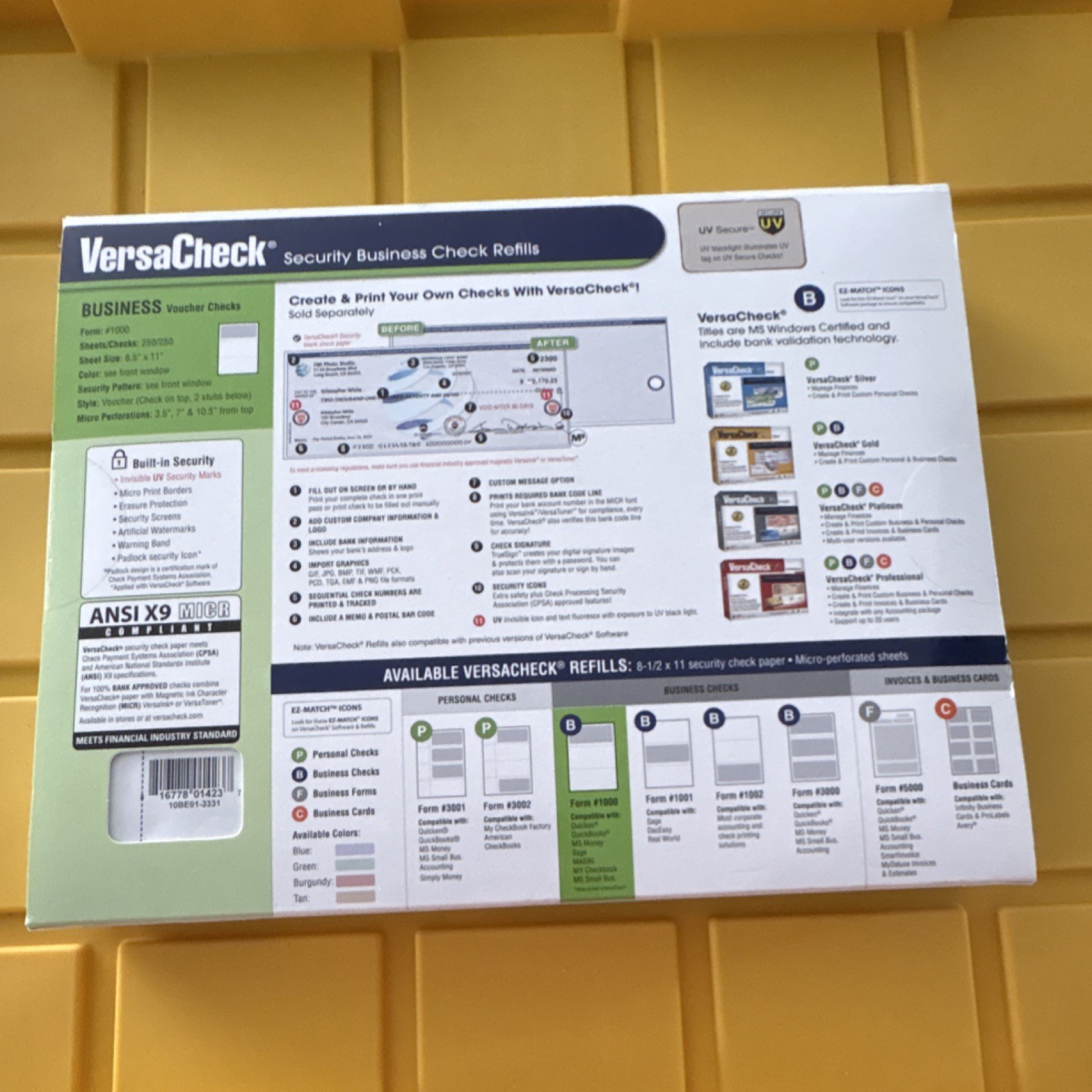 VersaCheck Security Business Voucher Checks #1000 250 Sheets MPN 10760-0433