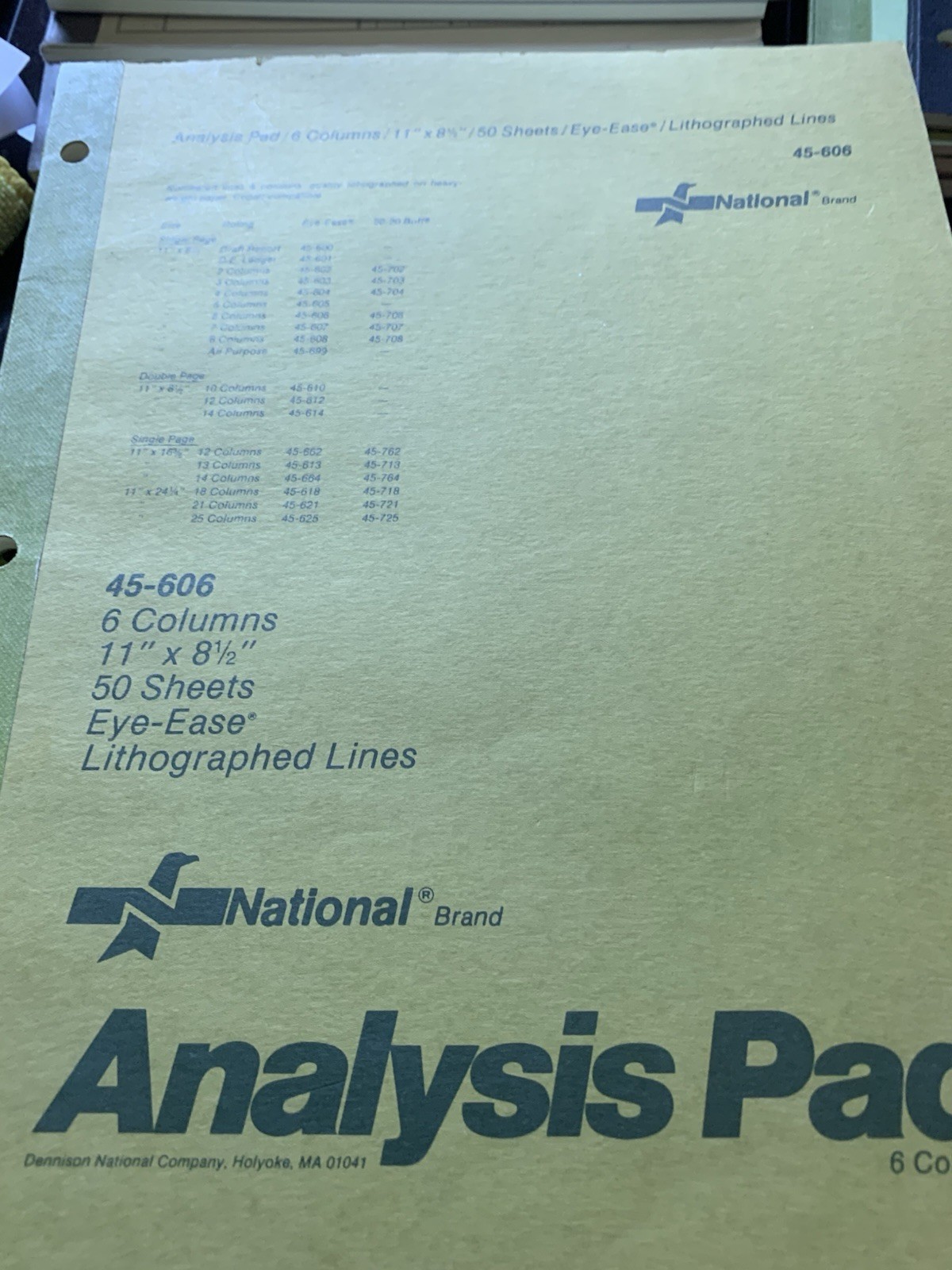 National Analysis Pads 6 Column