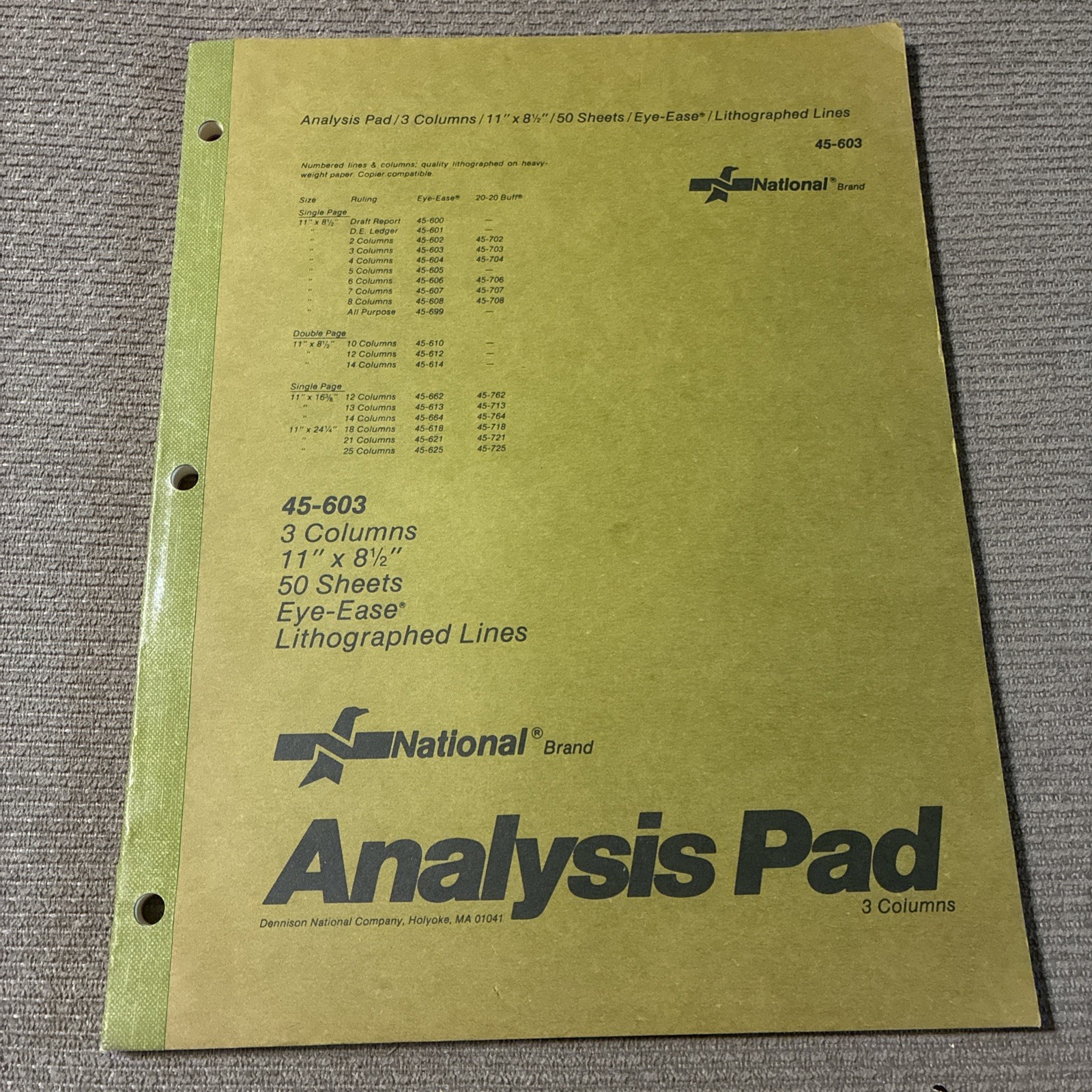 National 6 Columns Analysis Pad 45-606 Eye-Ease 50 Sheets Unused 11×8.5 NEW
