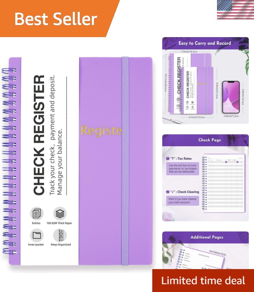 Check Registers for Personal Checkbook, Double Spiral Check Register Book, Bu…