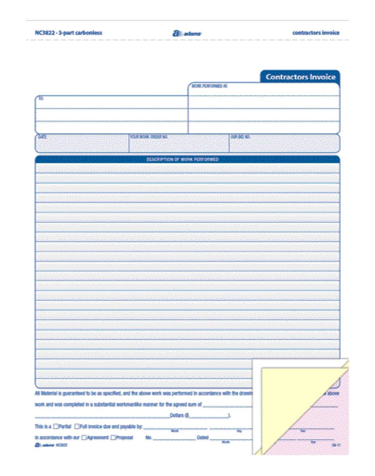 Adams Contractor Invoice Forms, 8.5 x 11.44 Inch, 3-Part, Carbonless, 100-Pac…