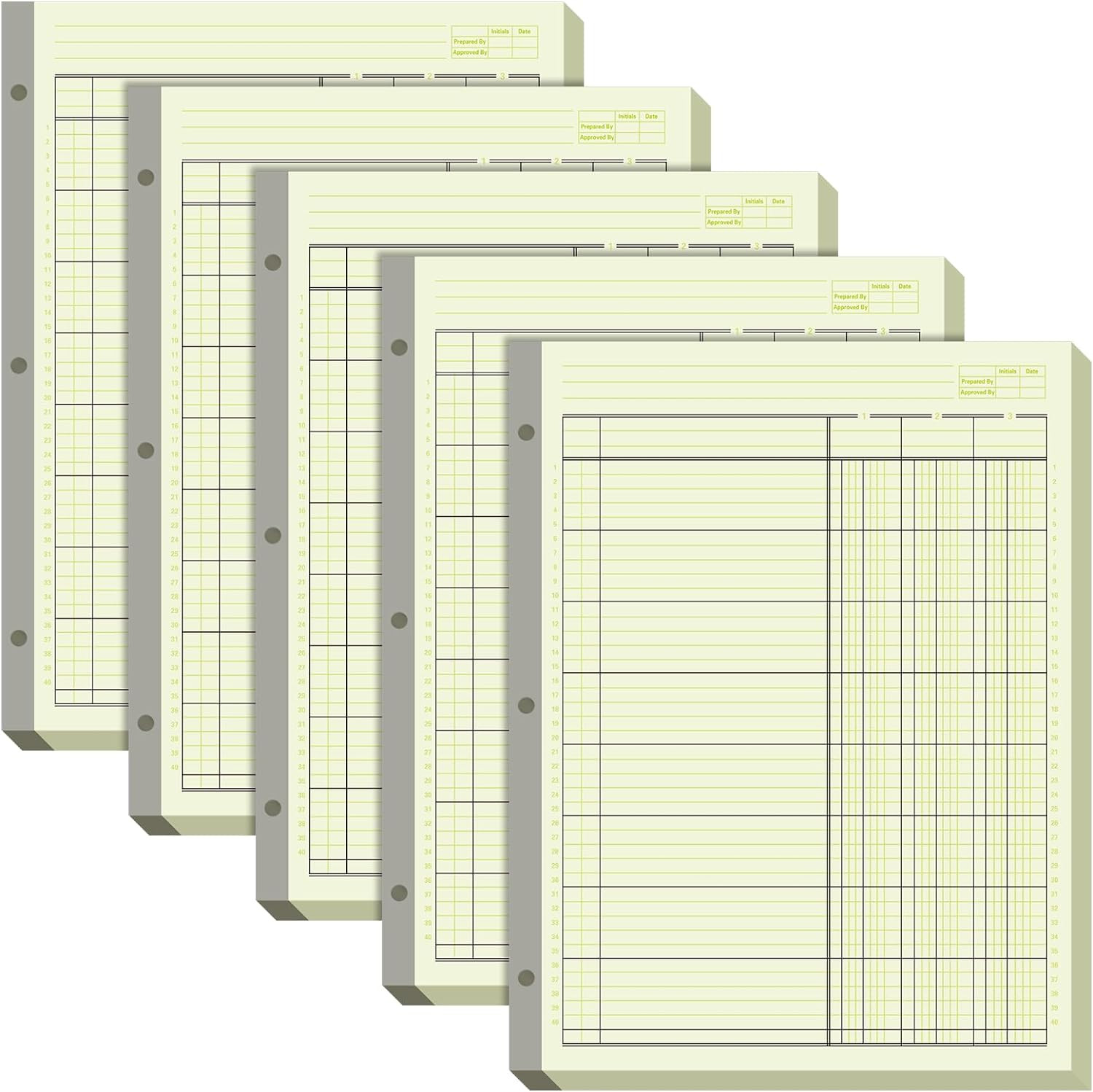5 Pack 250 Sheets Analysis Columnar Books 3 Hole Accounting Ledger Book Ledger P